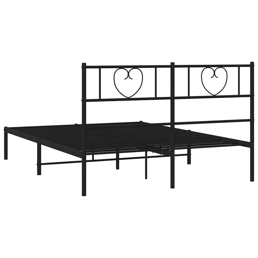 Bedframe met hoofdbord metaal zwart 160x200 cm is nu te koop bij PeponiXL, paradijselijk wonen!