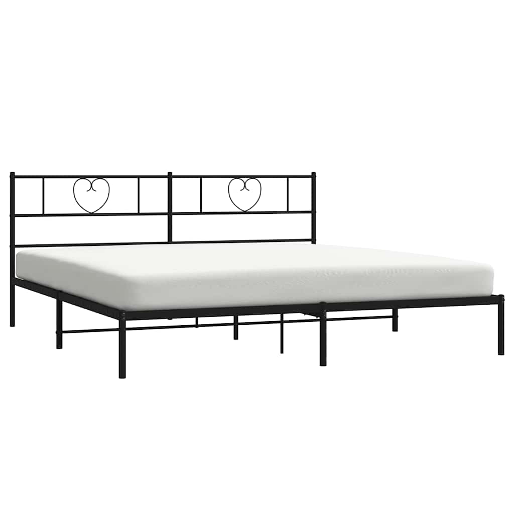 Bedframe met hoofdbord metaal zwart 180x200 cm is nu te koop bij PeponiXL, paradijselijk wonen!