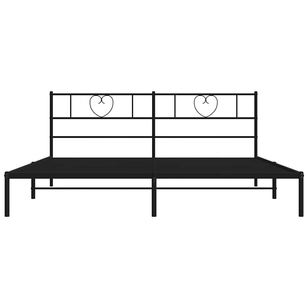 Bedframe met hoofdbord metaal zwart 180x200 cm is nu te koop bij PeponiXL, paradijselijk wonen!