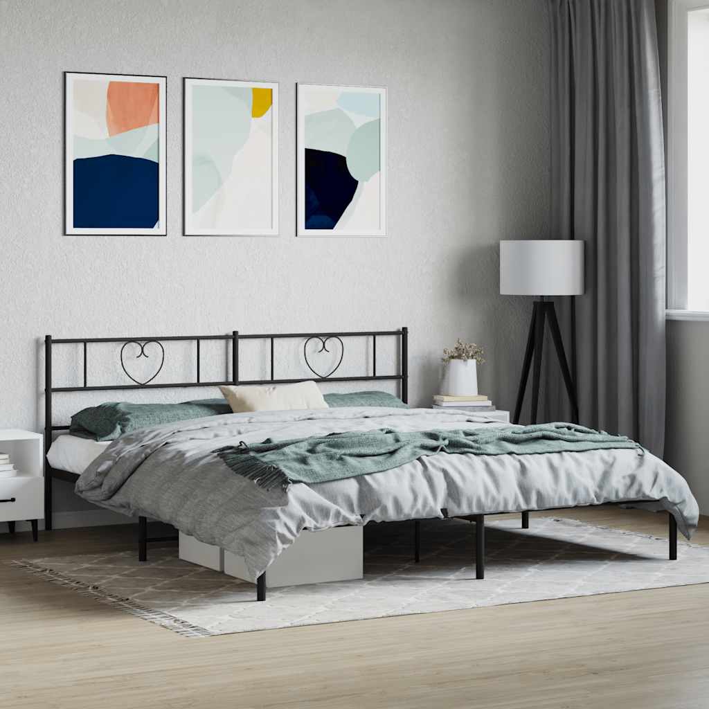 Bedframe met hoofdbord metaal zwart 180x200 cm is nu te koop bij PeponiXL, paradijselijk wonen!