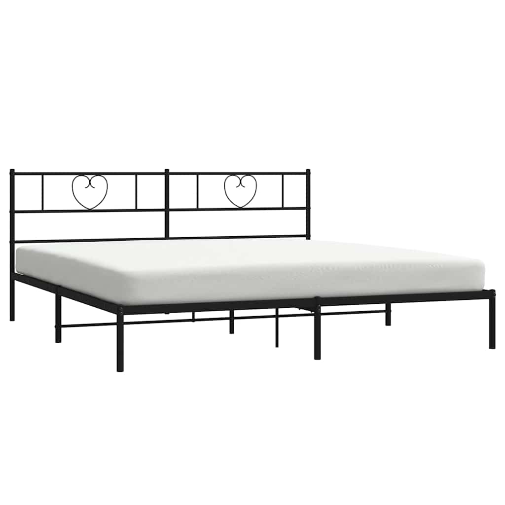 Bedframe met hoofdbord metaal zwart 183x213 cm is nu te koop bij PeponiXL, paradijselijk wonen!