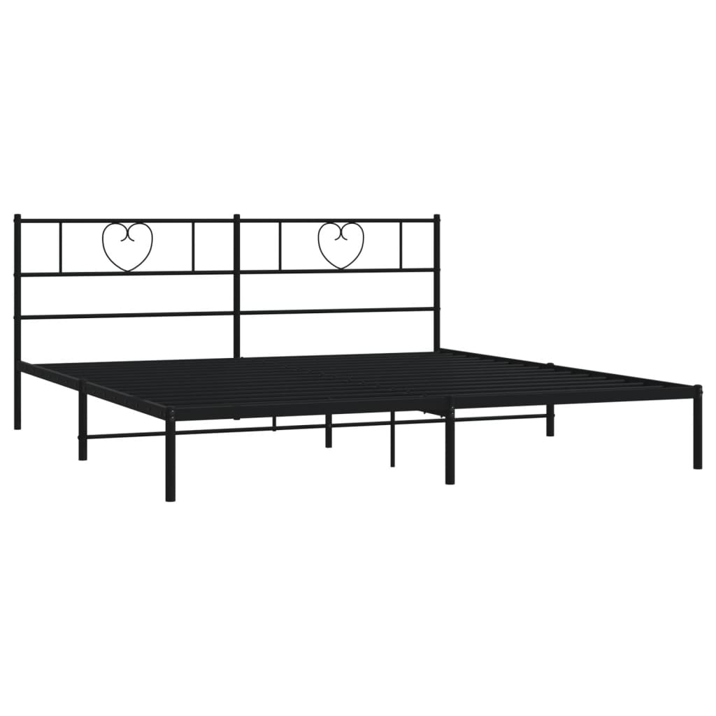 Bedframe met hoofdbord metaal zwart 183x213 cm is nu te koop bij PeponiXL, paradijselijk wonen!