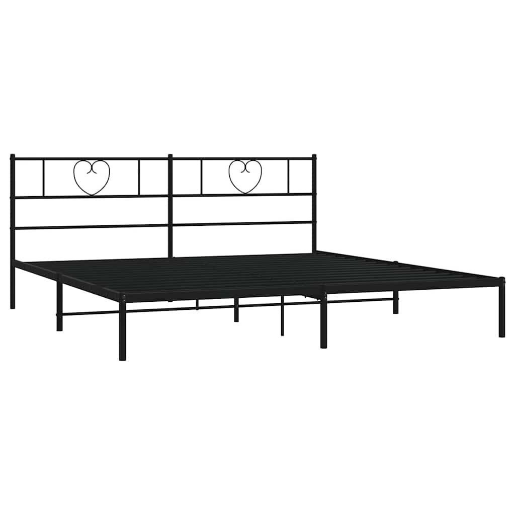 Bedframe met hoofdbord metaal zwart 183x213 cm is nu te koop bij PeponiXL, paradijselijk wonen!