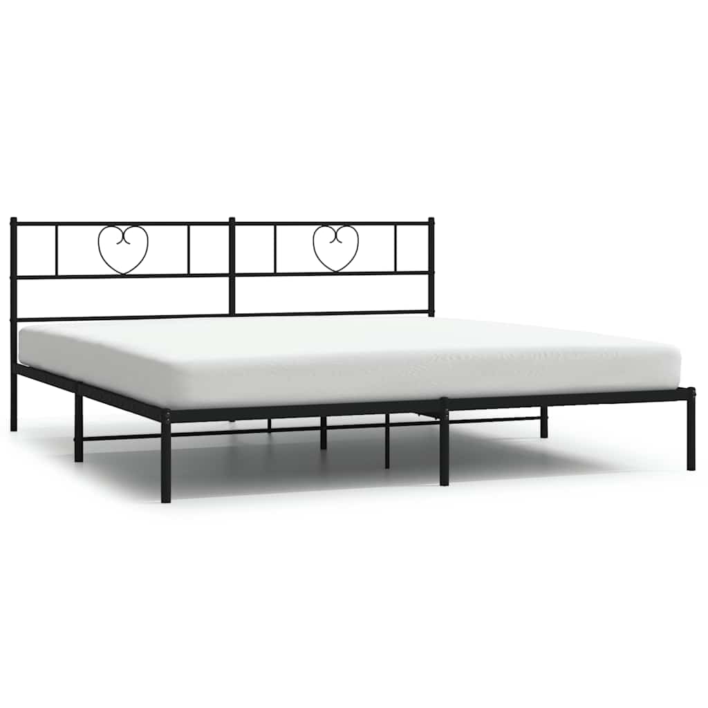 Bedframe met hoofdbord metaal zwart 193x203 cm is nu te koop bij PeponiXL, paradijselijk wonen!
