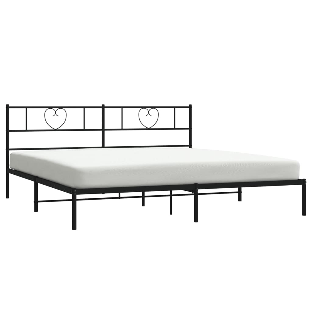 Bedframe met hoofdbord metaal zwart 193x203 cm is nu te koop bij PeponiXL, paradijselijk wonen!