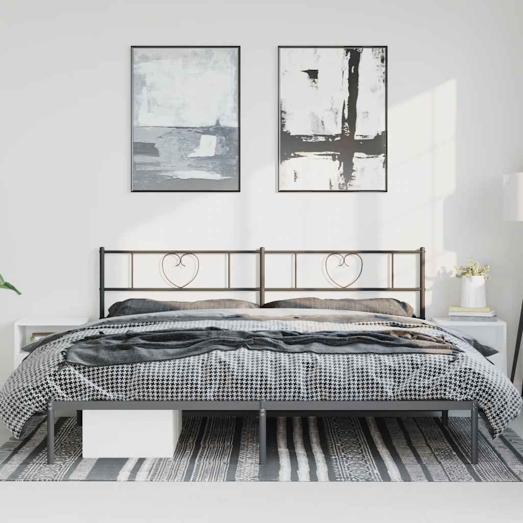 Bedframe met hoofdbord metaal zwart 193x203 cm is nu te koop bij PeponiXL, paradijselijk wonen!