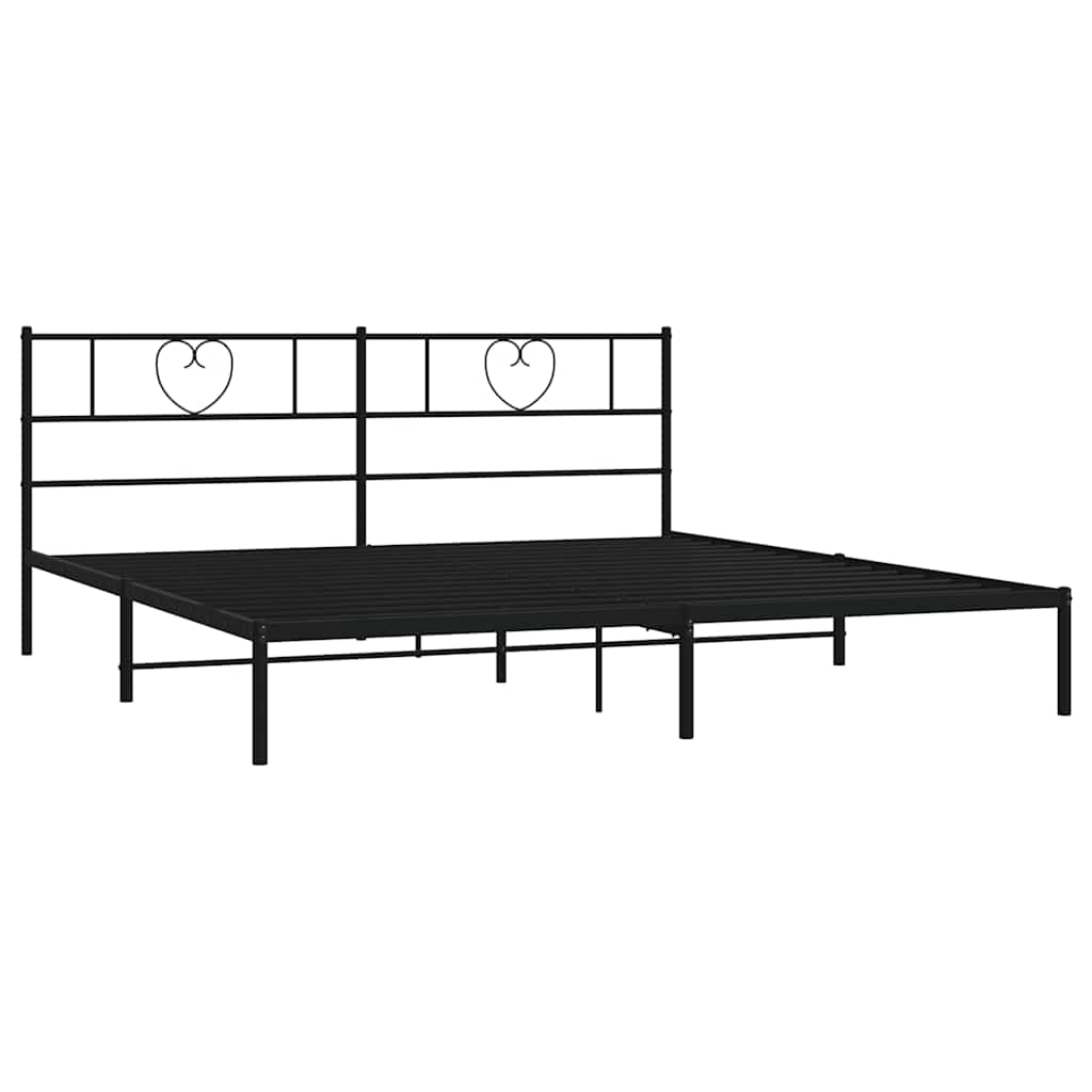 Bedframe met hoofdbord metaal zwart 193x203 cm is nu te koop bij PeponiXL, paradijselijk wonen!