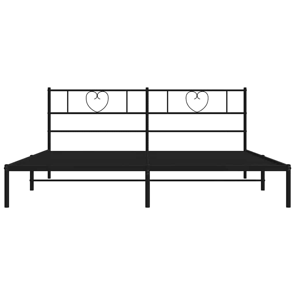 Bedframe met hoofdbord metaal zwart 193x203 cm is nu te koop bij PeponiXL, paradijselijk wonen!