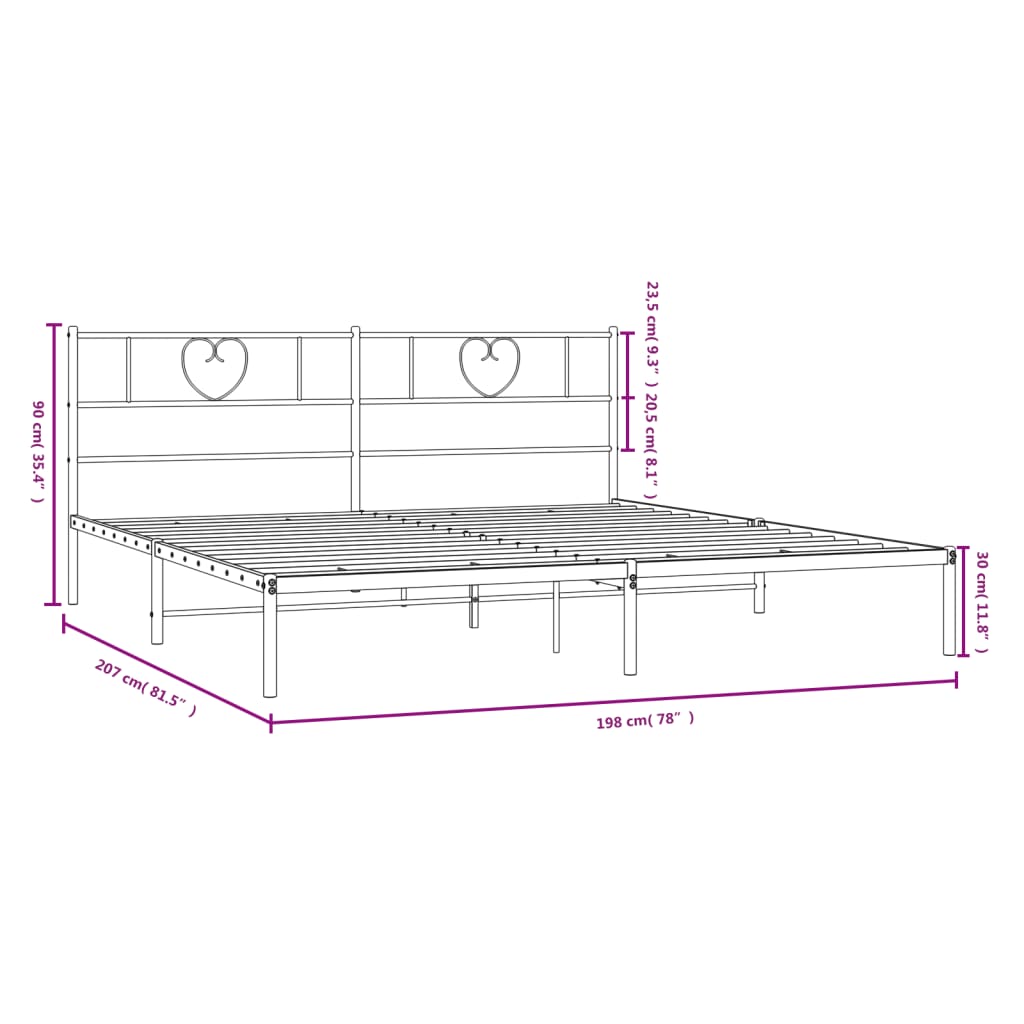 Bedframe met hoofdbord metaal zwart 193x203 cm is nu te koop bij PeponiXL, paradijselijk wonen!