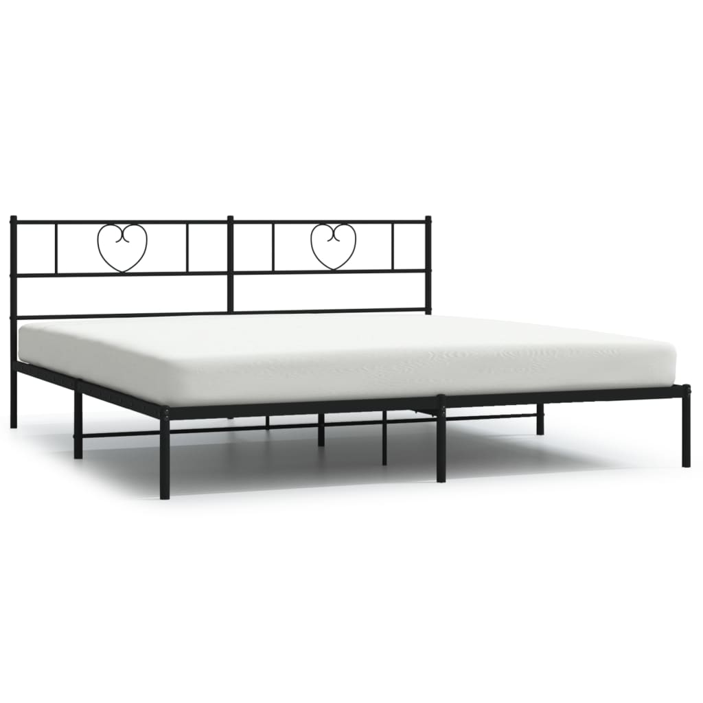 Bedframe met hoofdbord metaal zwart 200x200 cm is nu te koop bij PeponiXL, paradijselijk wonen!