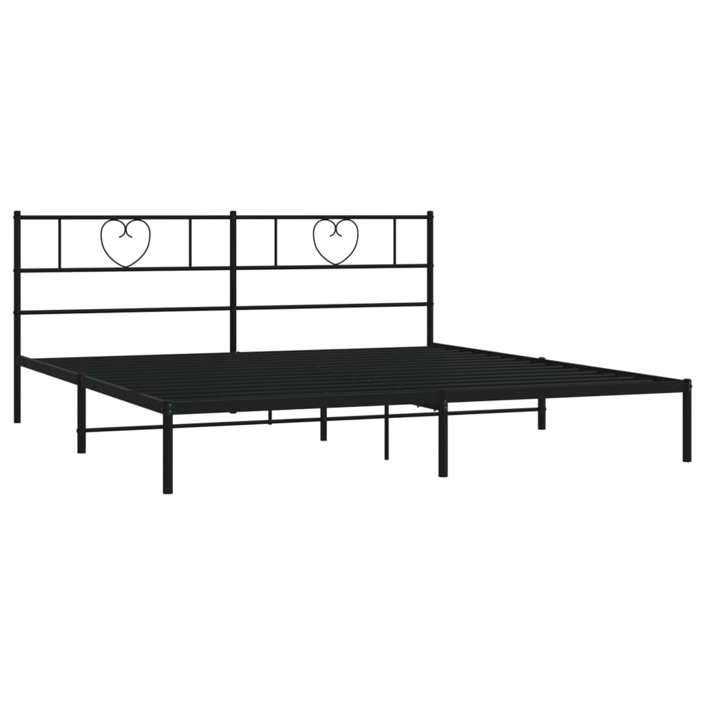 Bedframe met hoofdbord metaal zwart 200x200 cm is nu te koop bij PeponiXL, paradijselijk wonen!