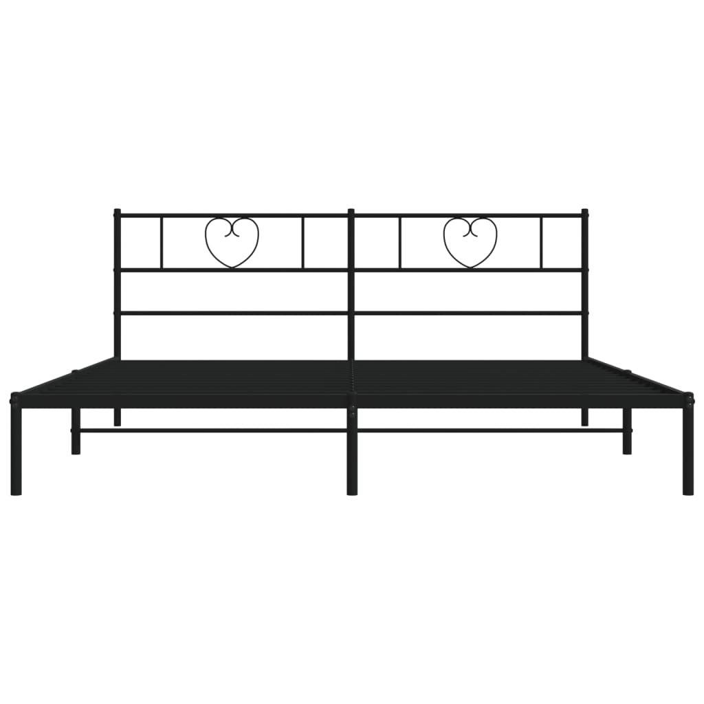 Bedframe met hoofdbord metaal zwart 200x200 cm is nu te koop bij PeponiXL, paradijselijk wonen!