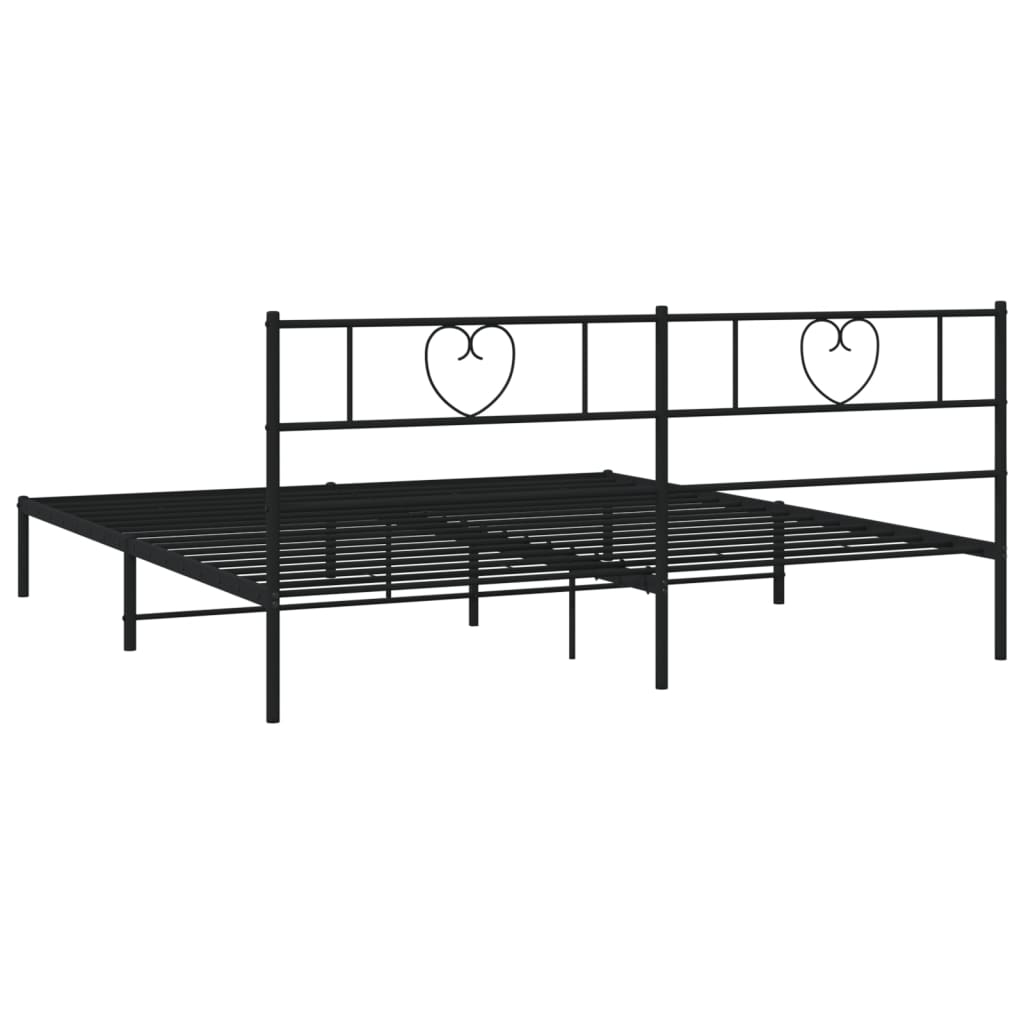 Bedframe met hoofdbord metaal zwart 200x200 cm is nu te koop bij PeponiXL, paradijselijk wonen!