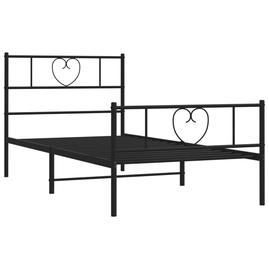 Bedframe met hoofd- en voeteneinde metaal zwart 75x190 cm is nu te koop bij PeponiXL, paradijselijk wonen!