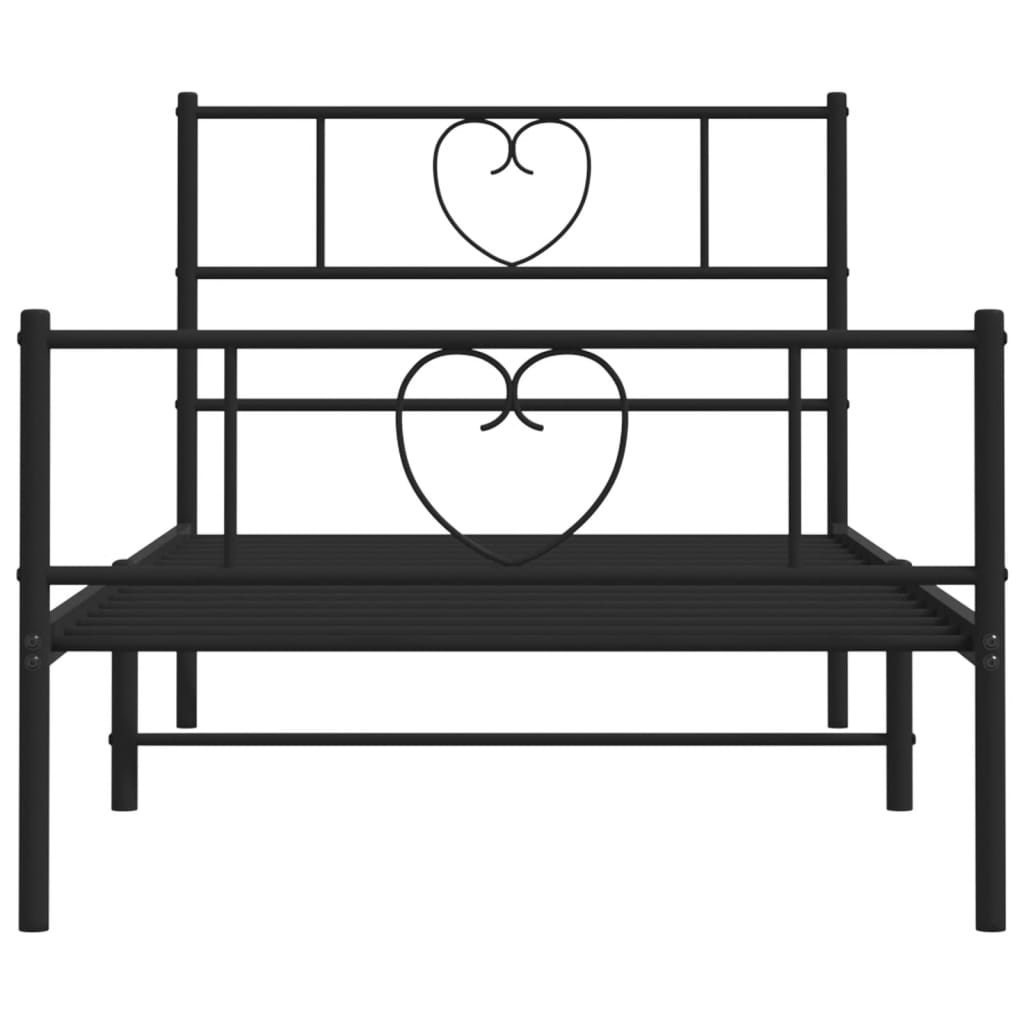 Bedframe met hoofd- en voeteneinde metaal zwart 75x190 cm is nu te koop bij PeponiXL, paradijselijk wonen!
