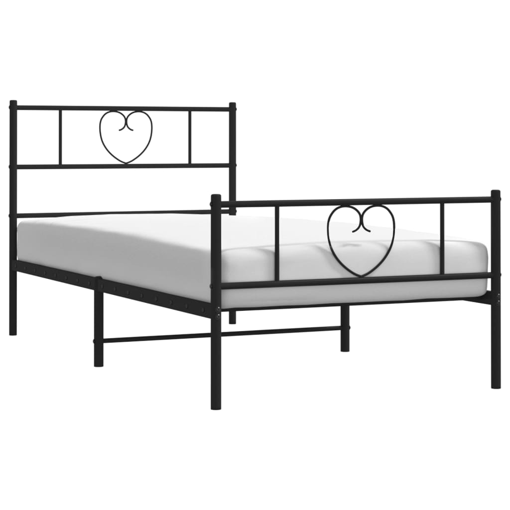 Bedframe met hoofd- en voeteneinde metaal zwart 80x200 cm is nu te koop bij PeponiXL, paradijselijk wonen!