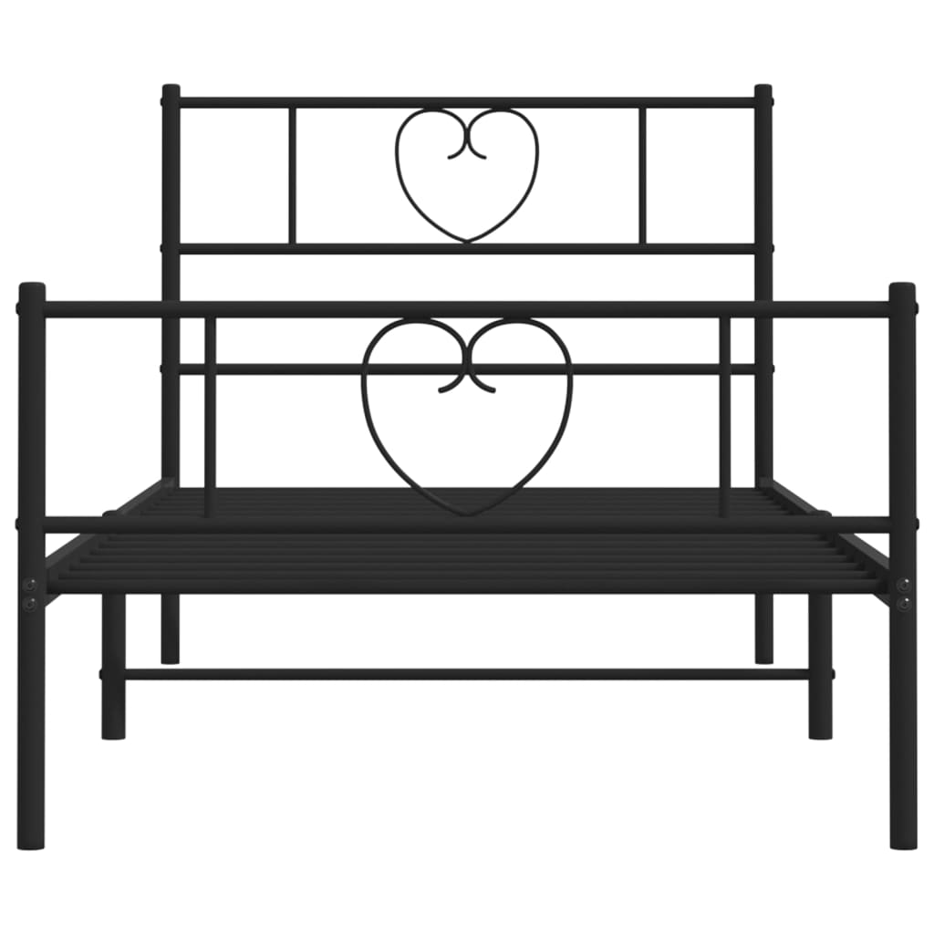 Bedframe met hoofd- en voeteneinde metaal zwart 80x200 cm is nu te koop bij PeponiXL, paradijselijk wonen!