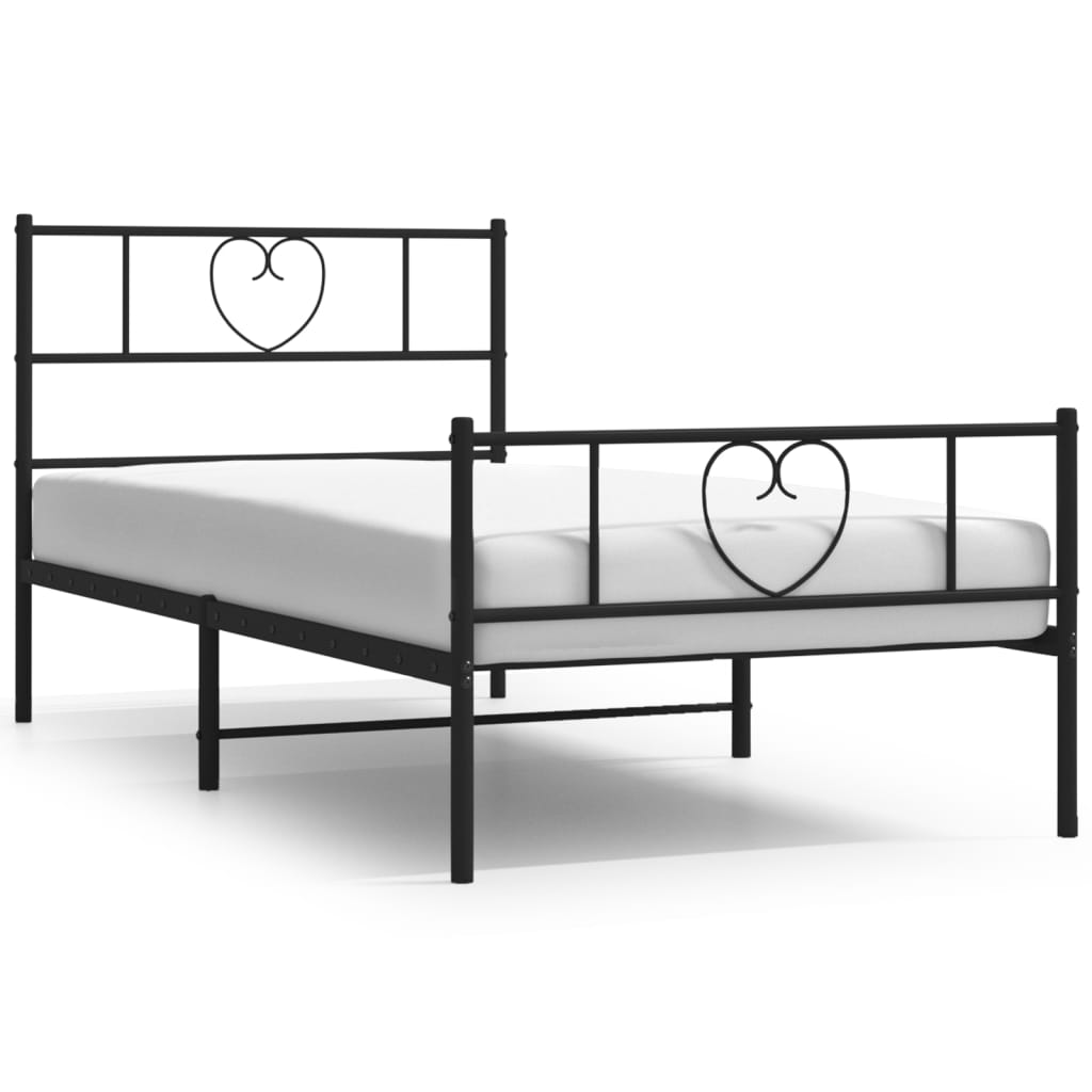 Bedframe met hoofd- en voeteneinde metaal zwart 90x190 cm is nu te koop bij PeponiXL, paradijselijk wonen!
