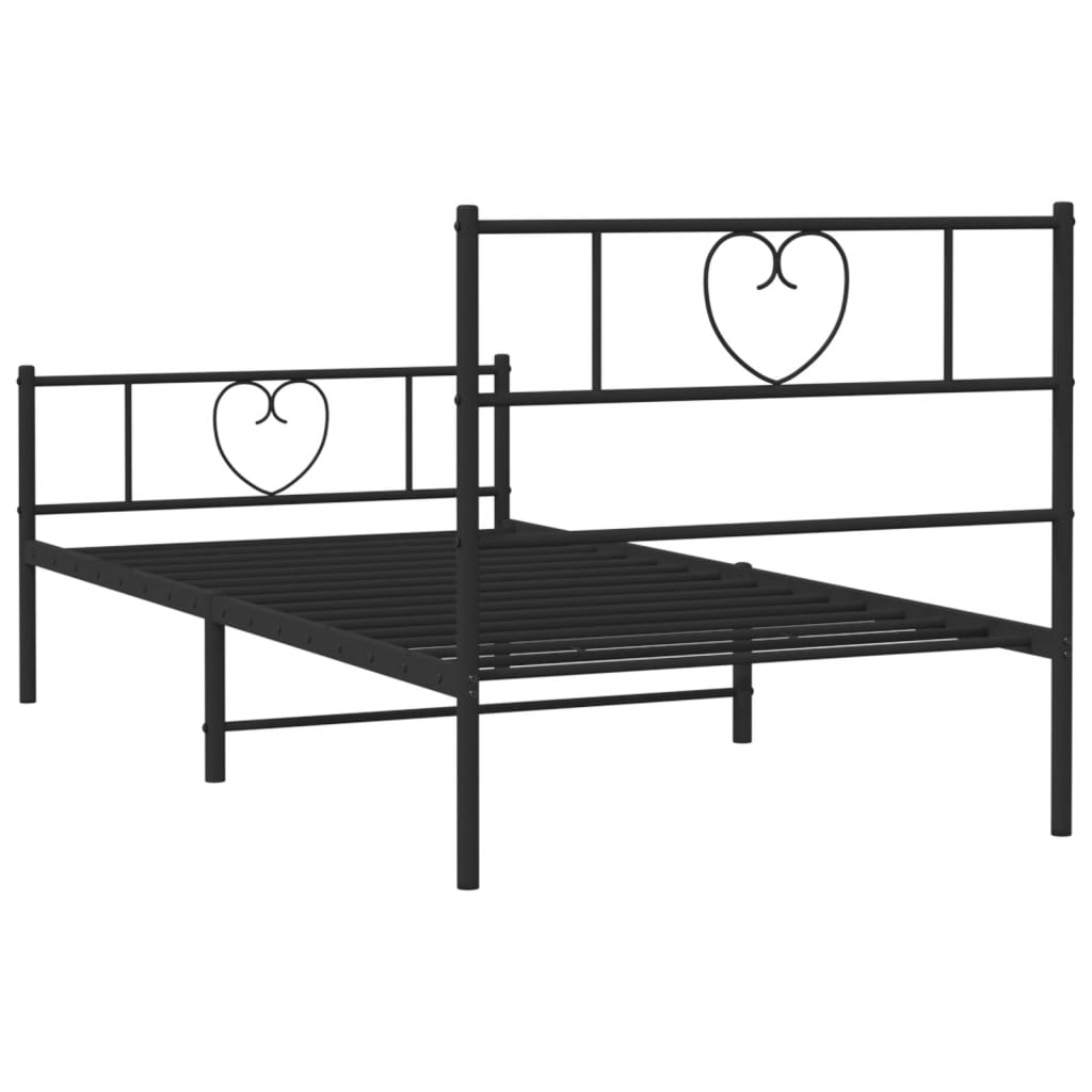 Bedframe met hoofd- en voeteneinde metaal zwart 90x190 cm is nu te koop bij PeponiXL, paradijselijk wonen!