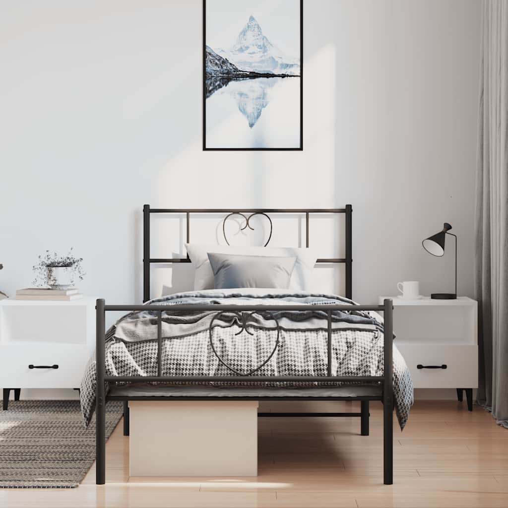 Bedframe met hoofd- en voeteneinde metaal zwart 100x200 cm is nu te koop bij PeponiXL, paradijselijk wonen!