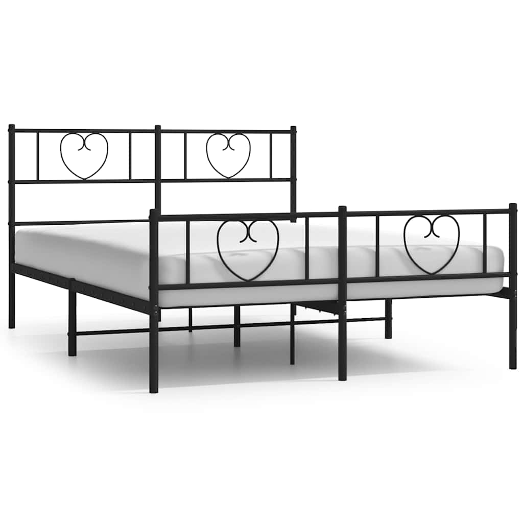 Bedframe met hoofd- en voeteneinde metaal zwart 135x190 cm is nu te koop bij PeponiXL, paradijselijk wonen!