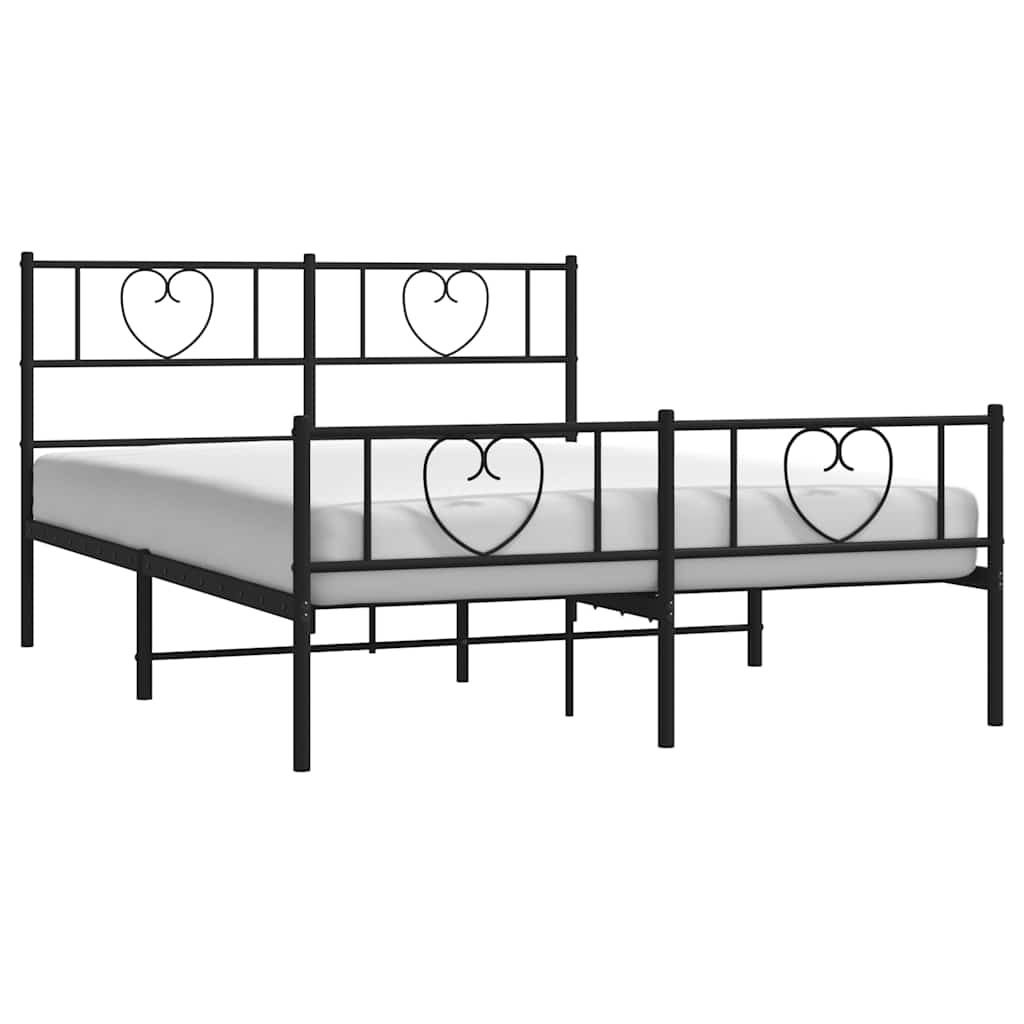 Bedframe met hoofd- en voeteneinde metaal zwart 135x190 cm is nu te koop bij PeponiXL, paradijselijk wonen!