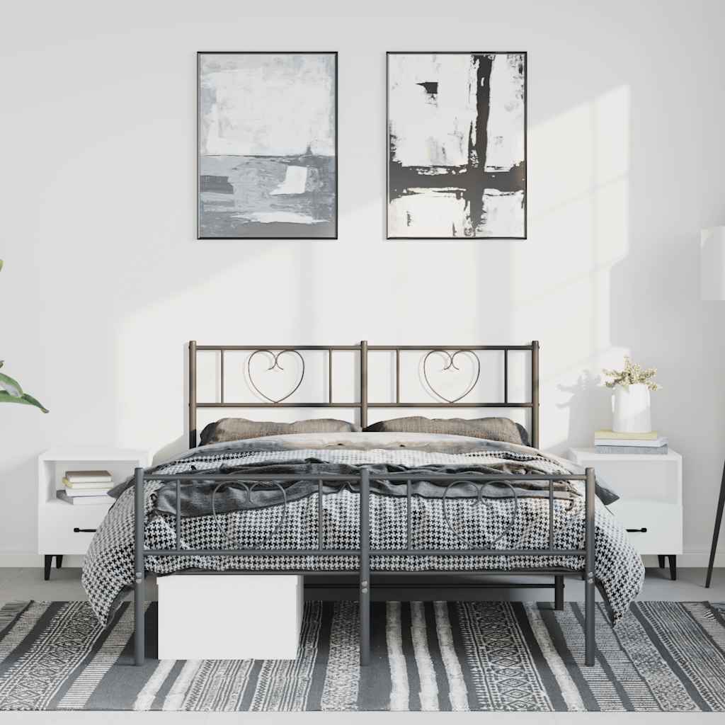 Bedframe met hoofd- en voeteneinde metaal zwart 135x190 cm is nu te koop bij PeponiXL, paradijselijk wonen!