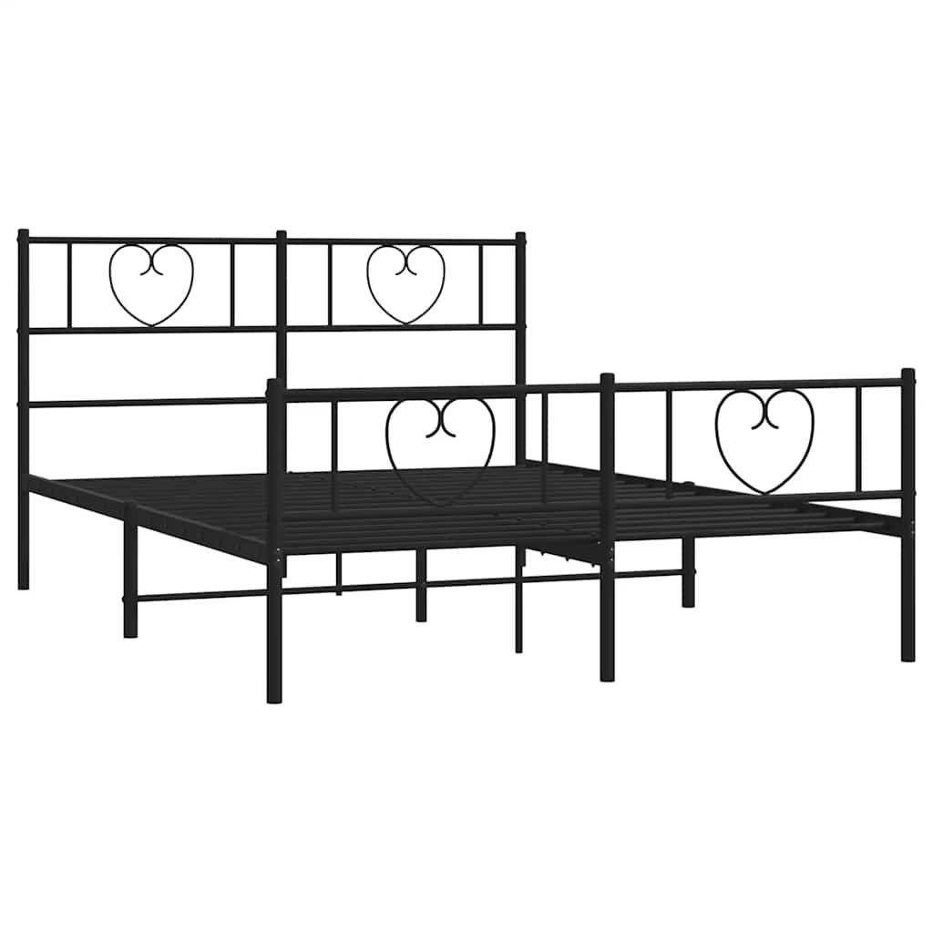 Bedframe met hoofd- en voeteneinde metaal zwart 135x190 cm is nu te koop bij PeponiXL, paradijselijk wonen!