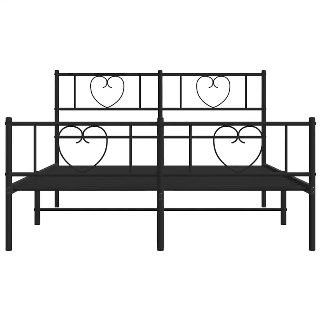Bedframe met hoofd- en voeteneinde metaal zwart 135x190 cm is nu te koop bij PeponiXL, paradijselijk wonen!