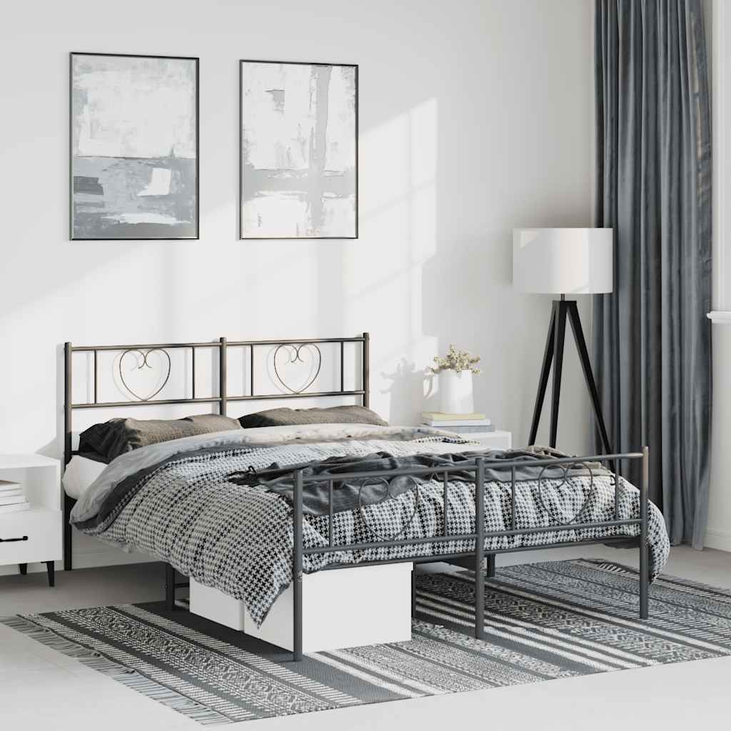 Bedframe met hoofd- en voeteneinde metaal zwart 135x190 cm is nu te koop bij PeponiXL, paradijselijk wonen!