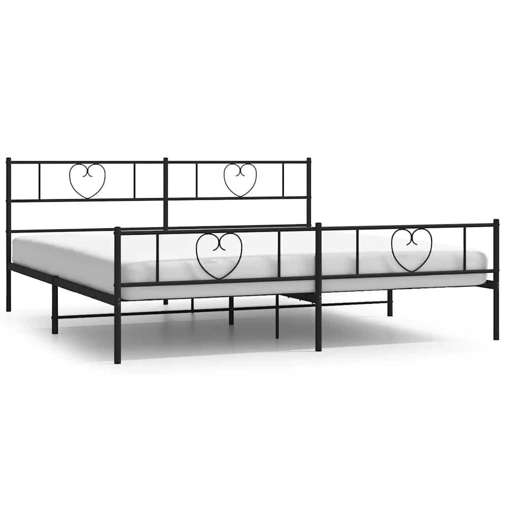 Bedframe met hoofd- en voeteneinde metaal zwart 183x213 cm is nu te koop bij PeponiXL, paradijselijk wonen!