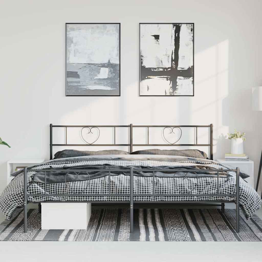 Bedframe met hoofd- en voeteneinde metaal zwart 183x213 cm is nu te koop bij PeponiXL, paradijselijk wonen!