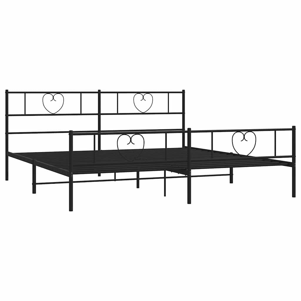 Bedframe met hoofd- en voeteneinde metaal zwart 183x213 cm is nu te koop bij PeponiXL, paradijselijk wonen!