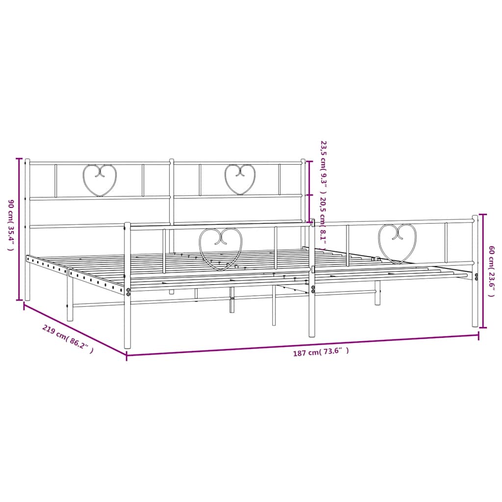 Bedframe met hoofd- en voeteneinde metaal zwart 183x213 cm is nu te koop bij PeponiXL, paradijselijk wonen!