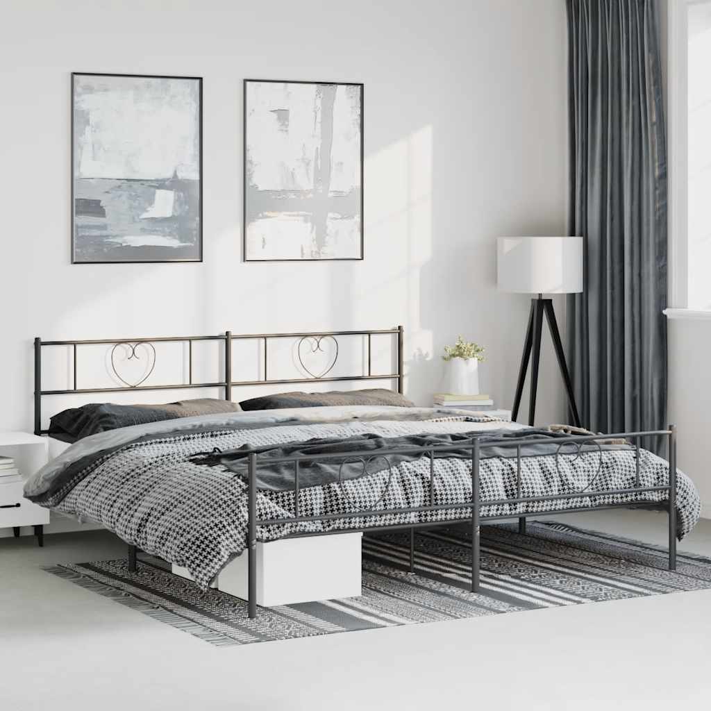 Bedframe met hoofd- en voeteneinde metaal zwart 183x213 cm is nu te koop bij PeponiXL, paradijselijk wonen!