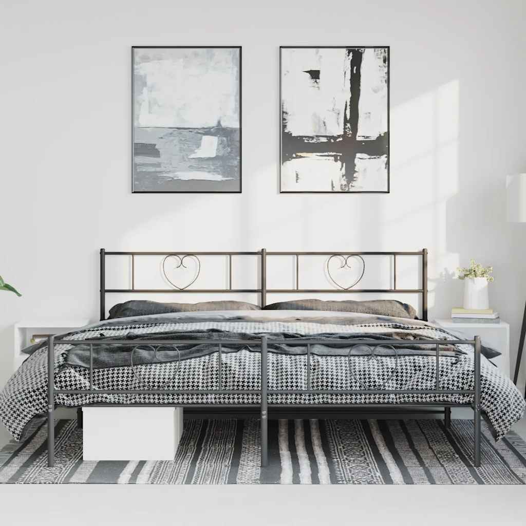 Bedframe met hoofd- en voeteneinde metaal zwart 193x203 cm is nu te koop bij PeponiXL, paradijselijk wonen!