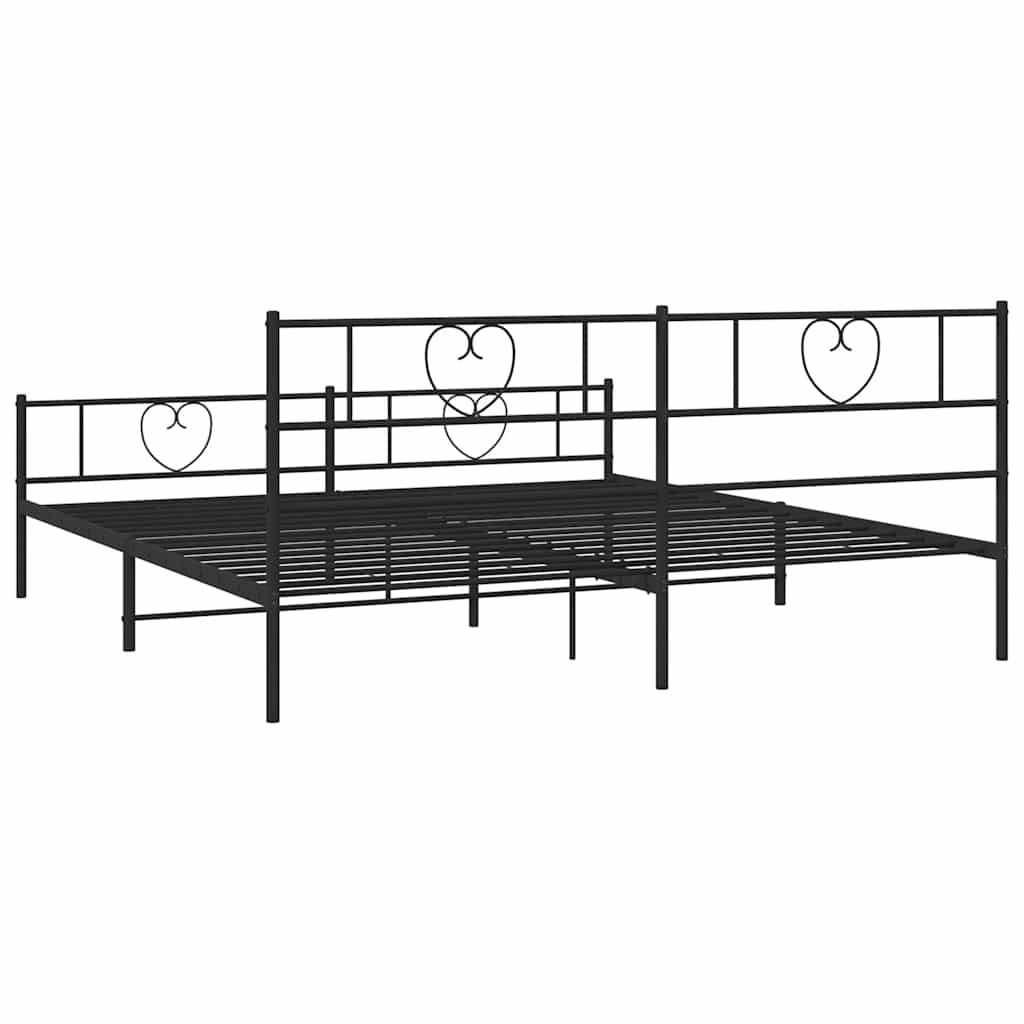 Bedframe met hoofd- en voeteneinde metaal zwart 193x203 cm is nu te koop bij PeponiXL, paradijselijk wonen!