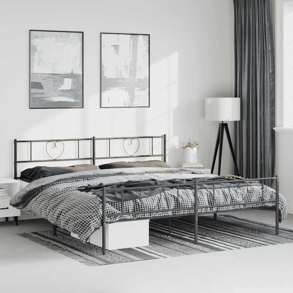 Bedframe met hoofd- en voeteneinde metaal zwart 193x203 cm is nu te koop bij PeponiXL, paradijselijk wonen!