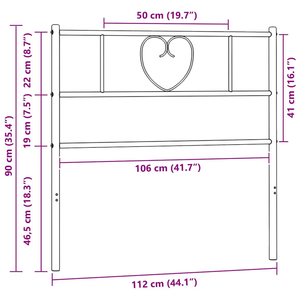 Vervangend hoofdbord 107 cm metaal zwart is nu te koop bij PeponiXL, paradijselijk wonen!