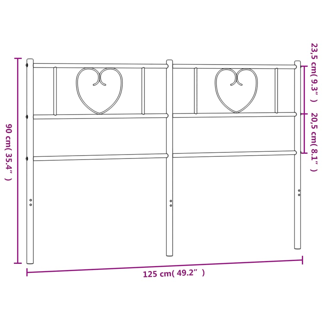 Vervangend hoofdbord 120 cm metaal zwart is nu te koop bij PeponiXL, paradijselijk wonen!