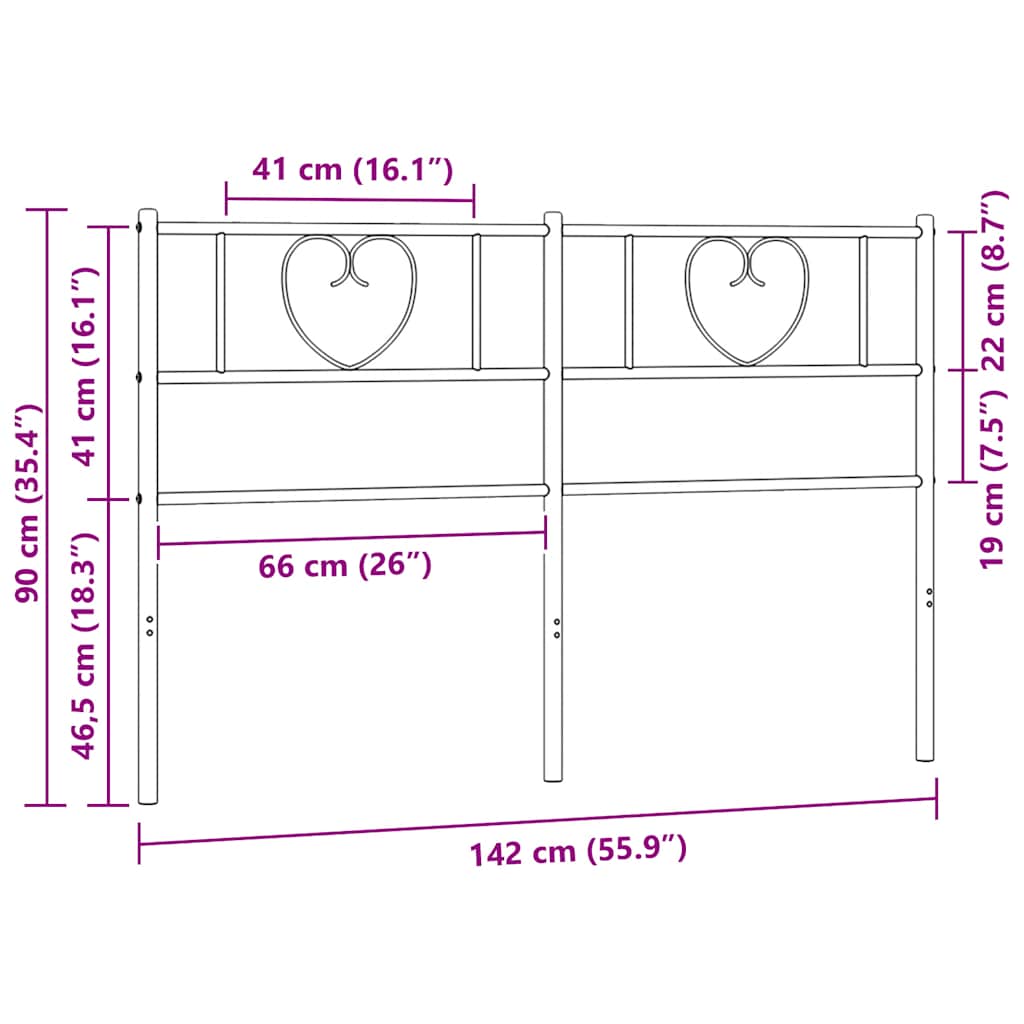 Vervangend hoofdbord 135 cm metaal zwart is nu te koop bij PeponiXL, paradijselijk wonen!