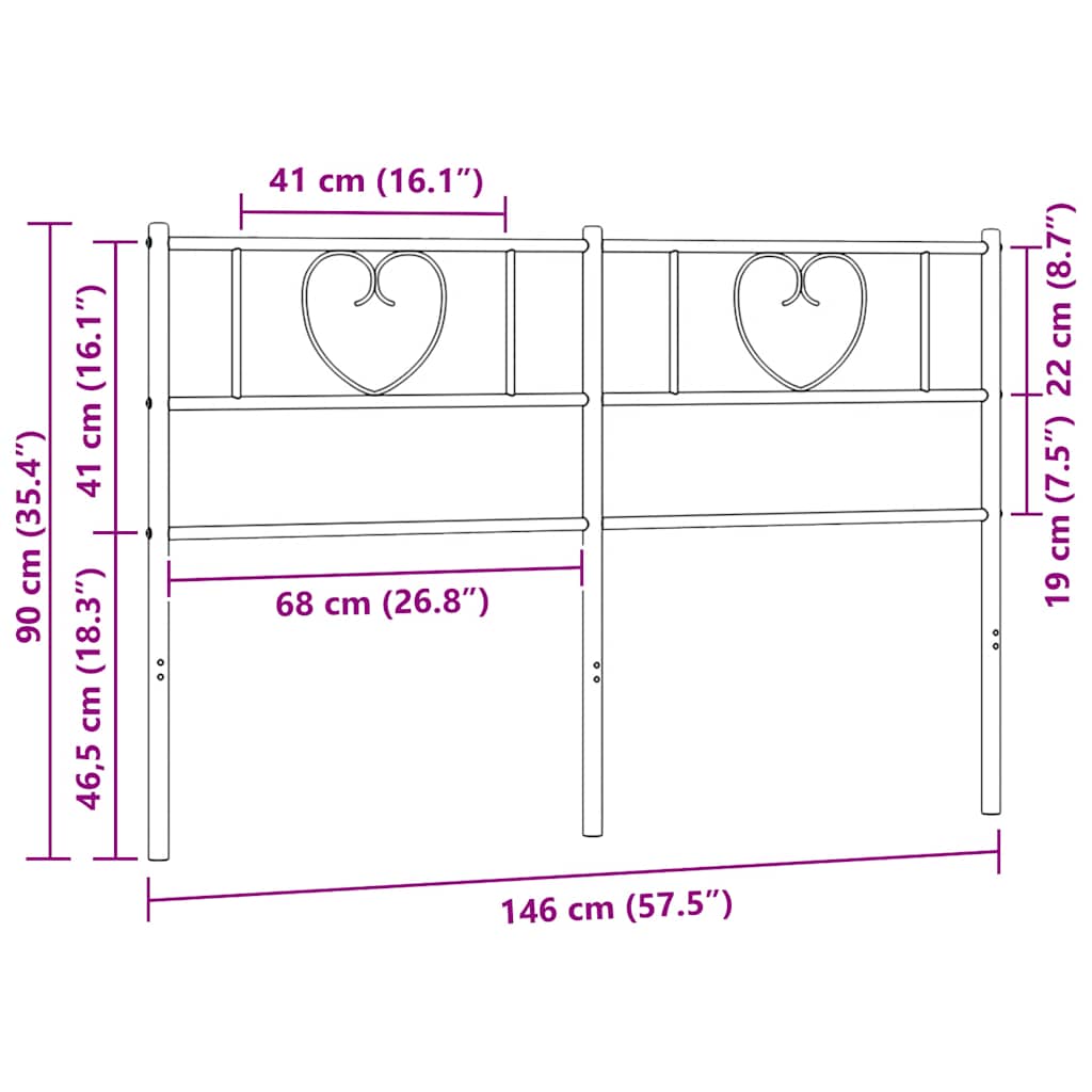Vervangend hoofdbord 140 cm metaal zwart is nu te koop bij PeponiXL, paradijselijk wonen!