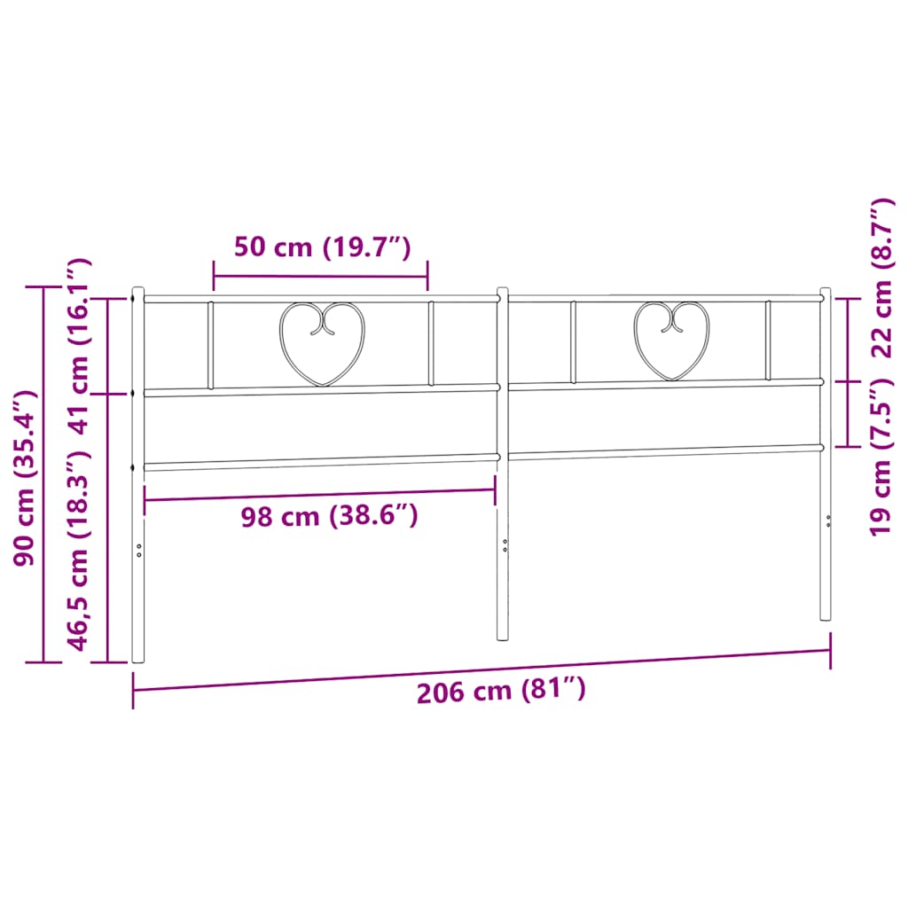 Vervangend hoofdbord 200 cm metaal zwart is nu te koop bij PeponiXL, paradijselijk wonen!