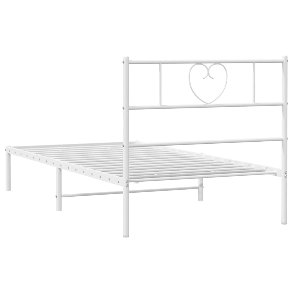 Bedframe met hoofdbord metaal wit 80x200 cm is nu te koop bij PeponiXL, paradijselijk wonen!