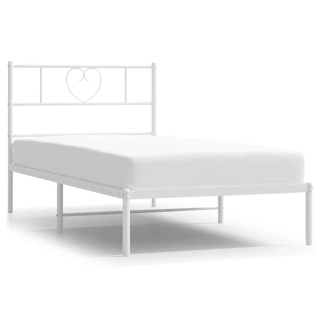Bedframe met hoofdbord metaal wit 100x190 cm is nu te koop bij PeponiXL, paradijselijk wonen!