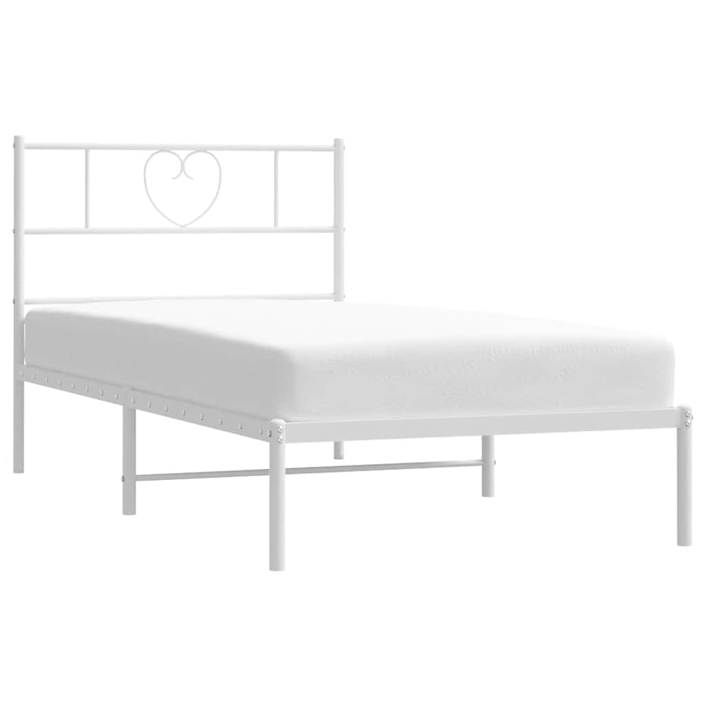 Bedframe met hoofdbord metaal wit 100x190 cm is nu te koop bij PeponiXL, paradijselijk wonen!
