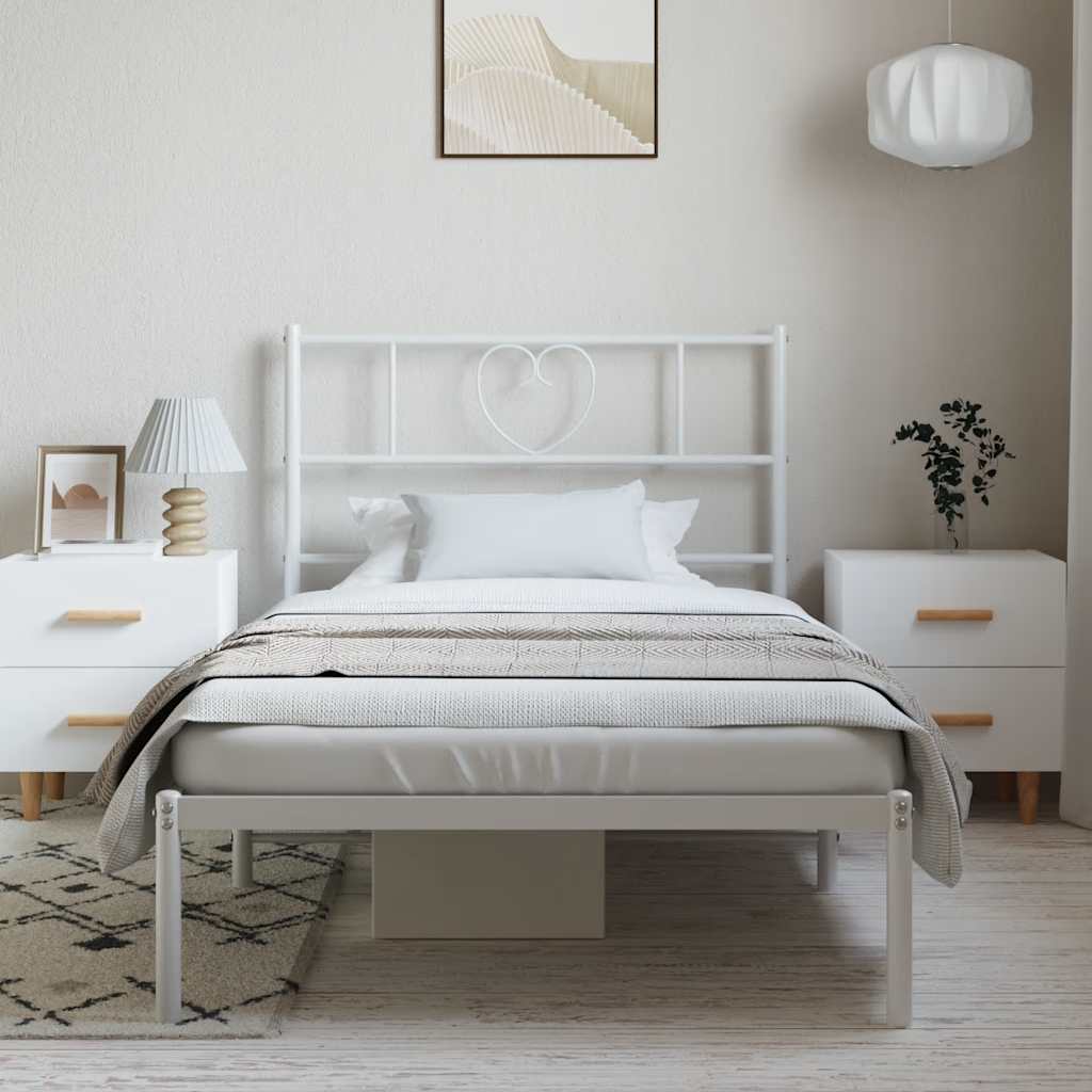 Bedframe met hoofdbord metaal wit 100x190 cm is nu te koop bij PeponiXL, paradijselijk wonen!