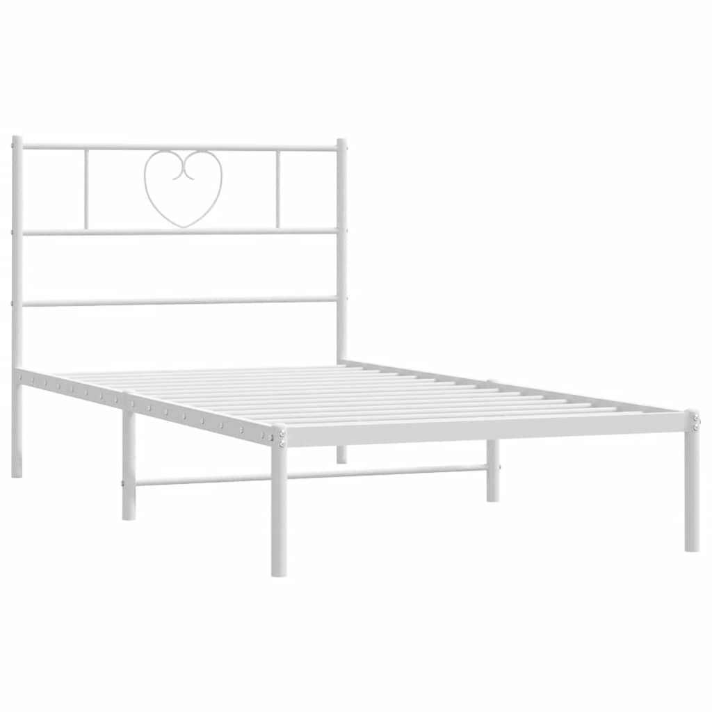 Bedframe met hoofdbord metaal wit 100x190 cm is nu te koop bij PeponiXL, paradijselijk wonen!