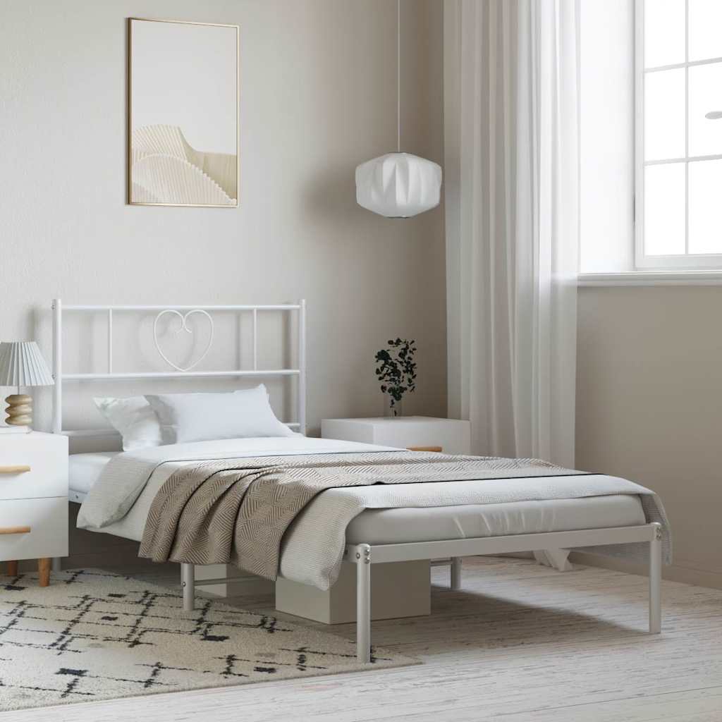 Bedframe met hoofdbord metaal wit 100x190 cm is nu te koop bij PeponiXL, paradijselijk wonen!