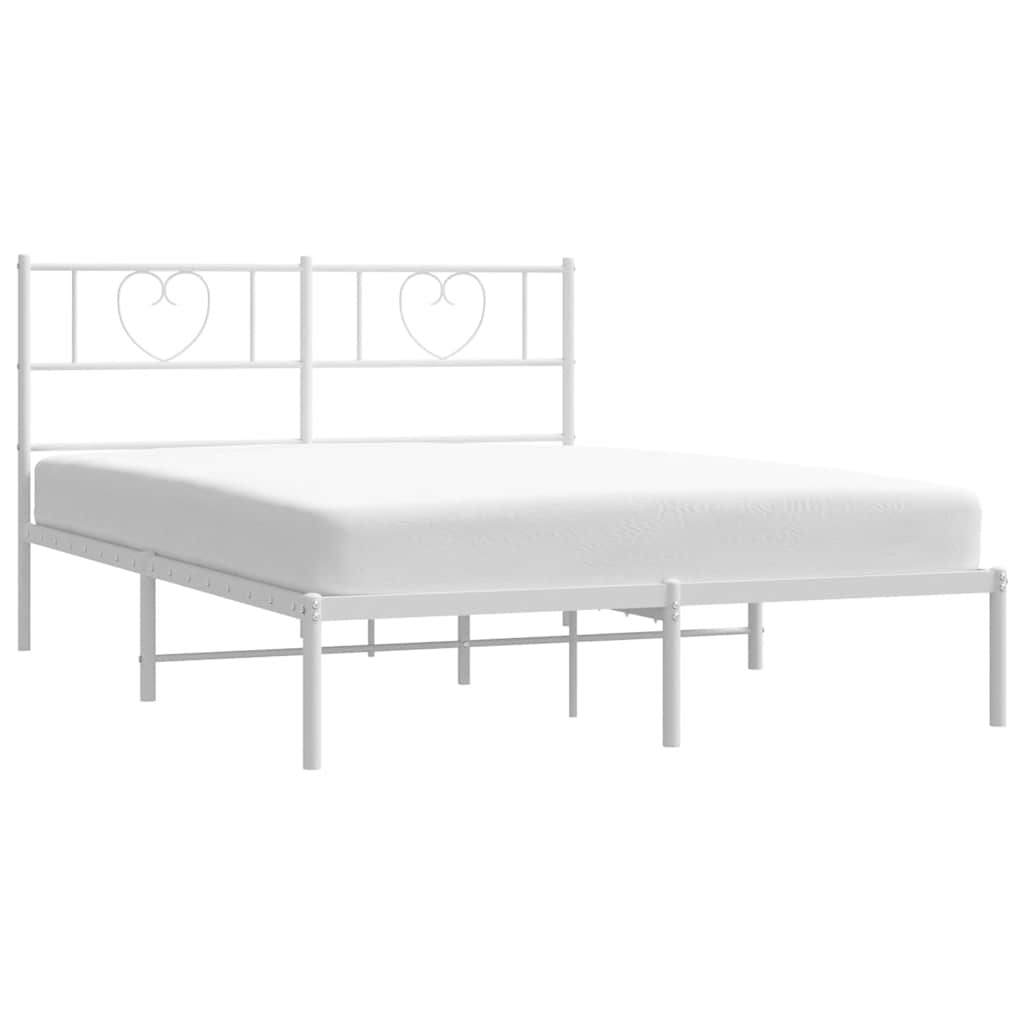 Bedframe met hoofdbord metaal wit 135x190 cm is nu te koop bij PeponiXL, paradijselijk wonen!